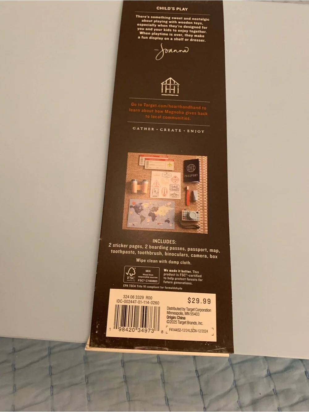 NWT Hearth & Hand Toy Suitcase Travel Accessories & Passport